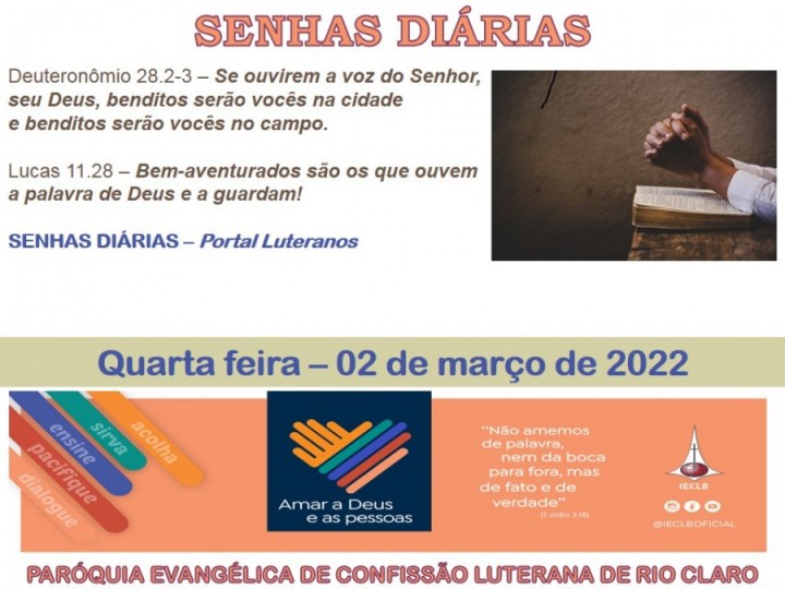 Senhas do dia - 02.03.2022