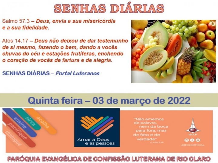 Senhas do dia - 03.03.2022