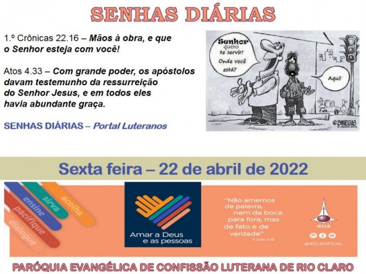 Senhas do dia - 22.04.2022